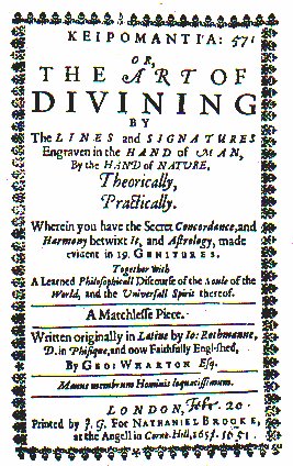 The English version of Rothmann's 'Chiromantia Theorica Practica', translated by Geo Wharton in 1652